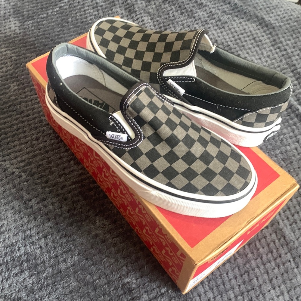 VANS checkered slip ons
